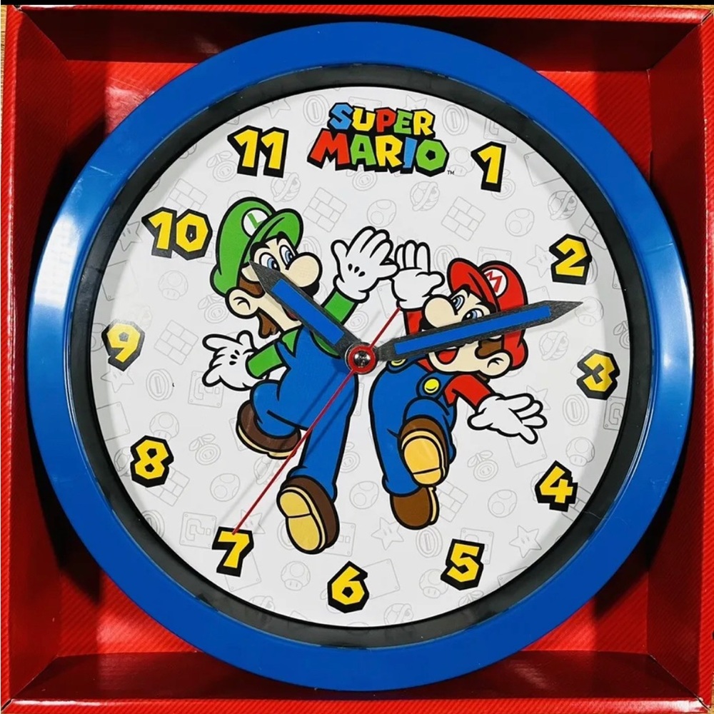 Nintendo Super Mario Brothers 10" Blue Analog Wall Clock Home Kids Gift Decor